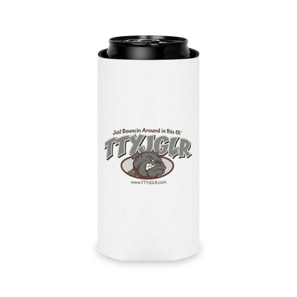 TTYJGLR Grey Bulldog Can Cooler – "Just Bouncin Around in this Ol TTYJGLR'" Drink Koozie