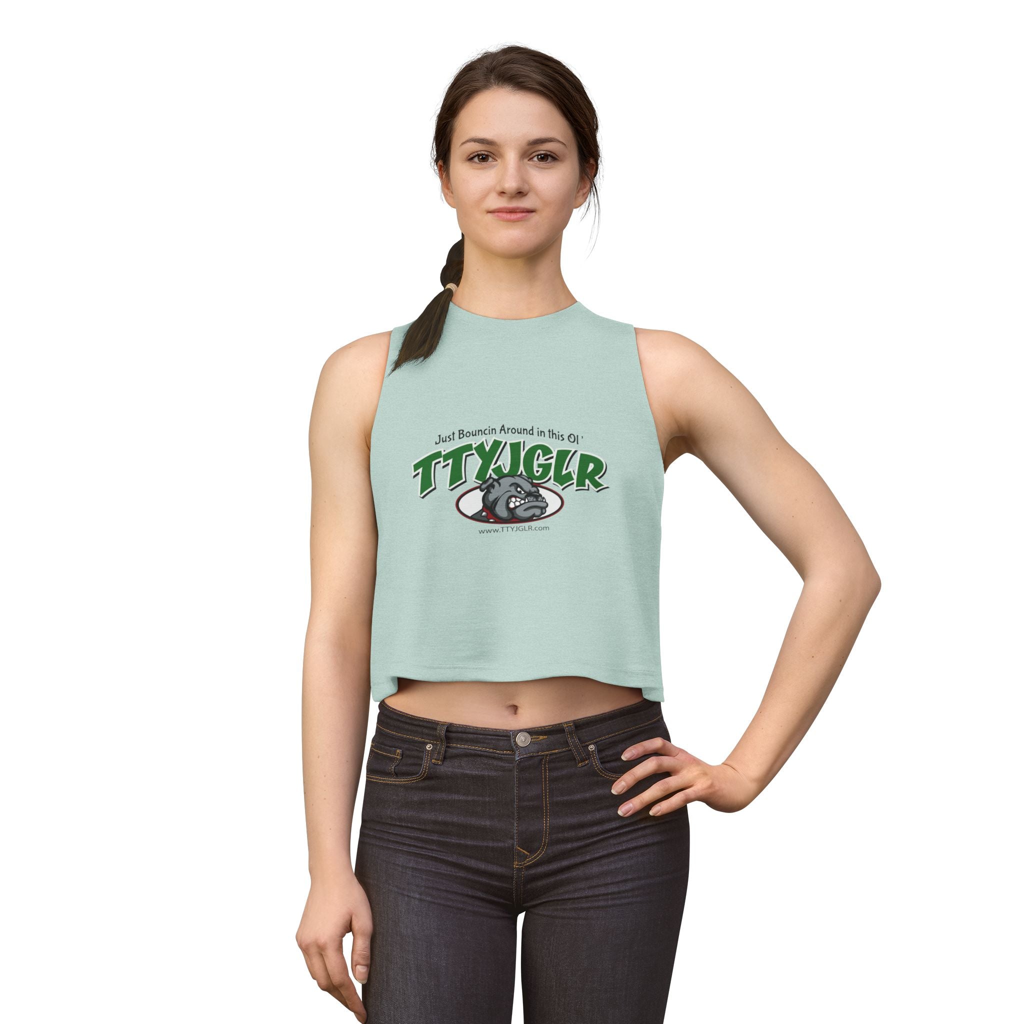 TTYJGLR Green Bulldog Logo - Women's Crop Top