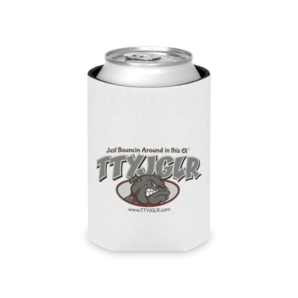 TTYJGLR Grey Bulldog Can Cooler – "Just Bouncin Around in this Ol TTYJGLR'" Drink Koozie