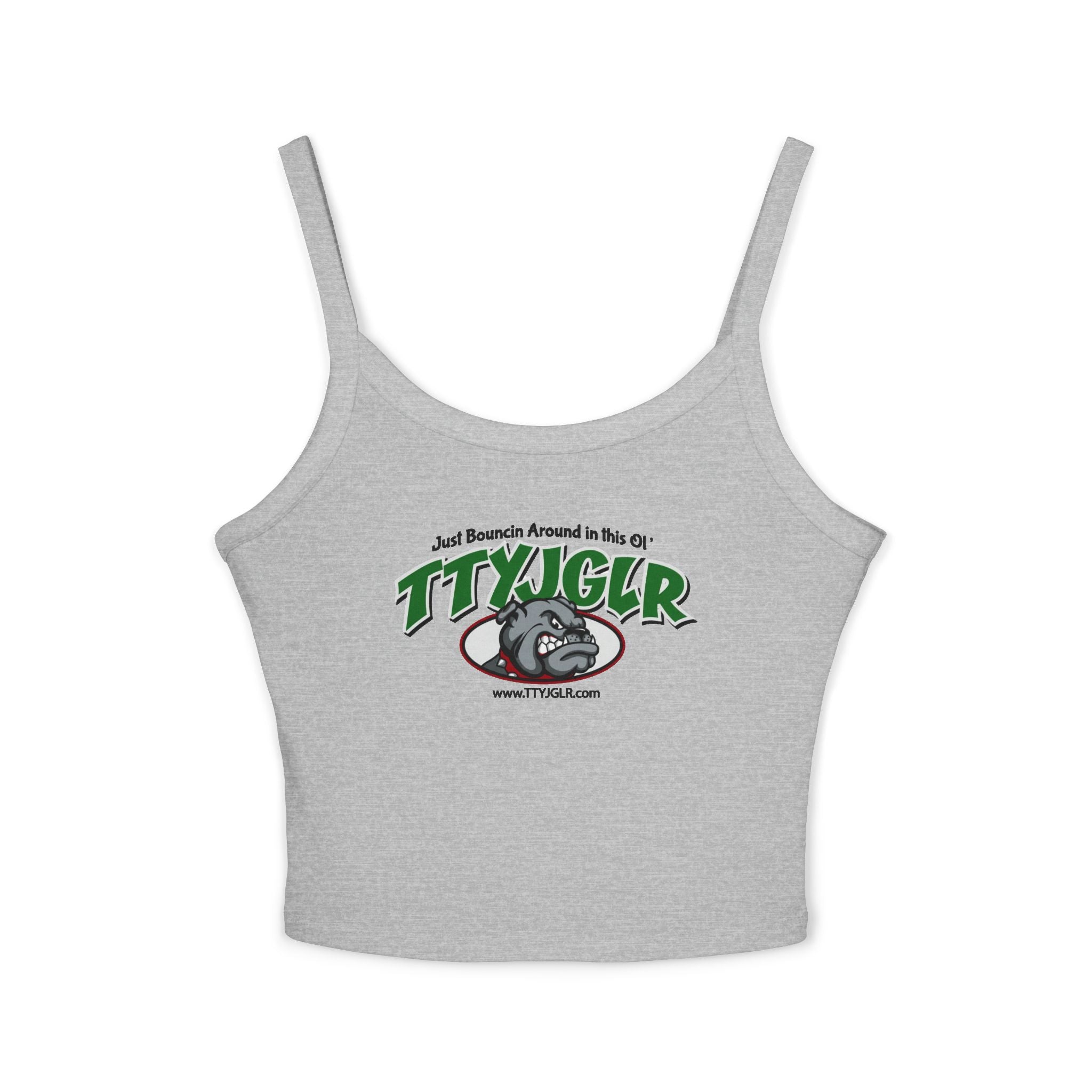 TTYJGLR Mean Green Bulldog Logo Crop Tank Top - Women's Spaghetti Strap Graphic Tank