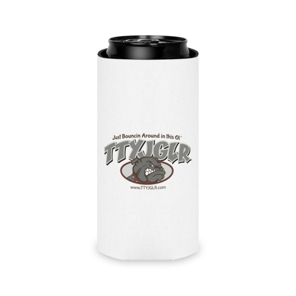 TTYJGLR Grey Bulldog Can Cooler – "Just Bouncin Around in this Ol TTYJGLR'" Drink Koozie