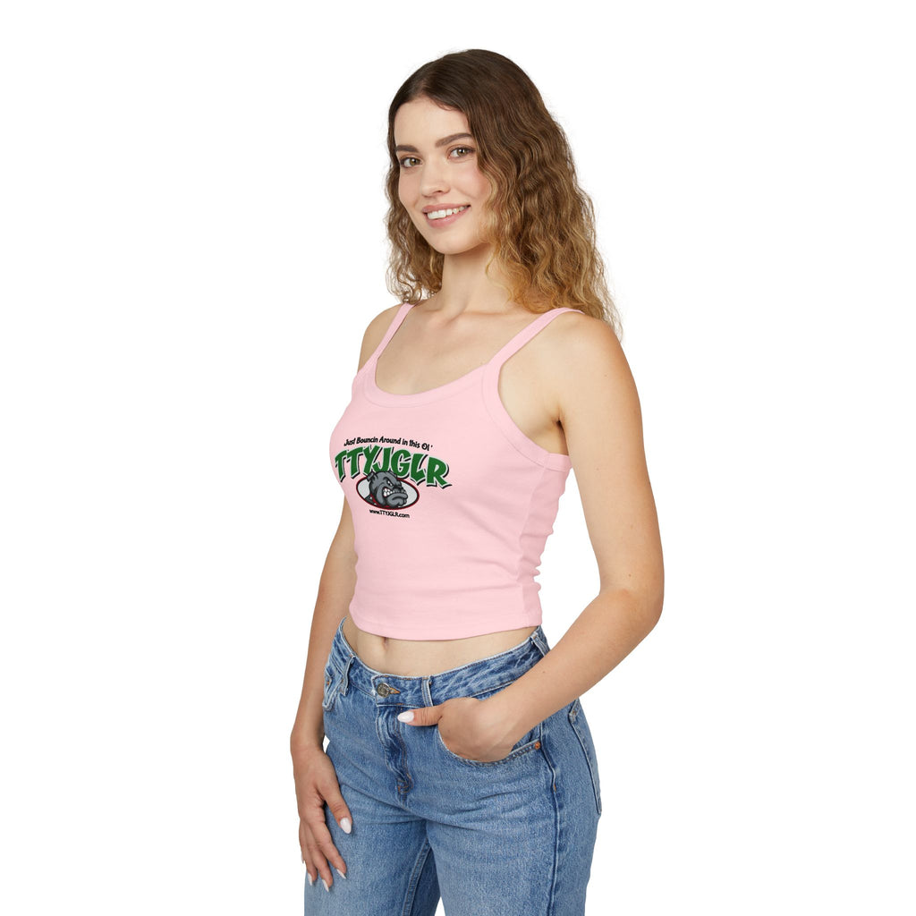 TTYJGLR Mean Green Bulldog Logo Crop Tank Top - Women's Spaghetti Strap Graphic Tank