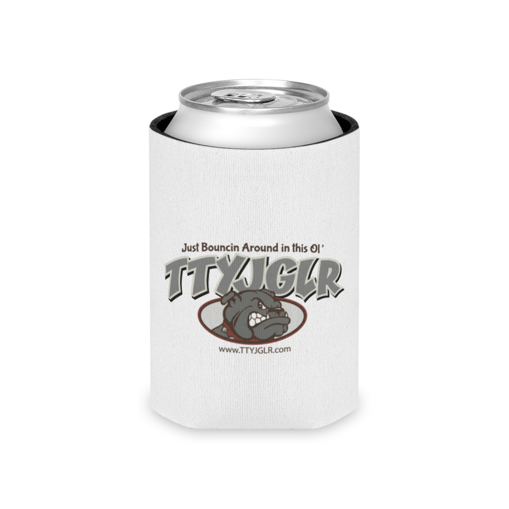 TTYJGLR Grey Bulldog Can Cooler – "Just Bouncin Around in this Ol TTYJGLR'" Drink Koozie