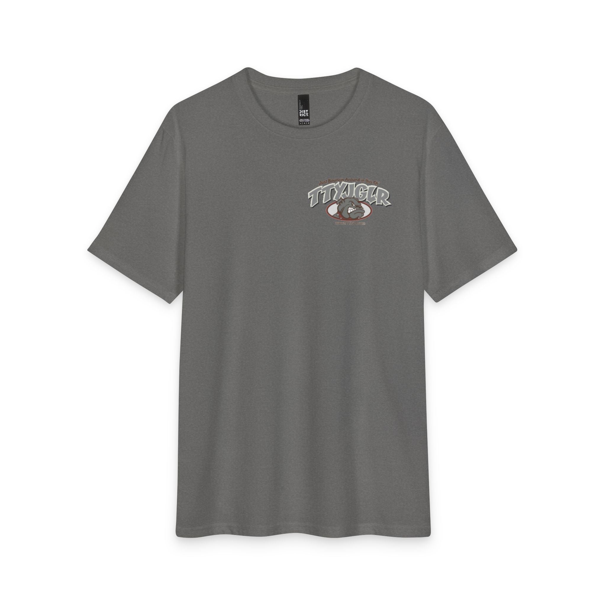 Soft Tri-Blend District T - Gritty Gray TTYJGLR Bulldog Logo