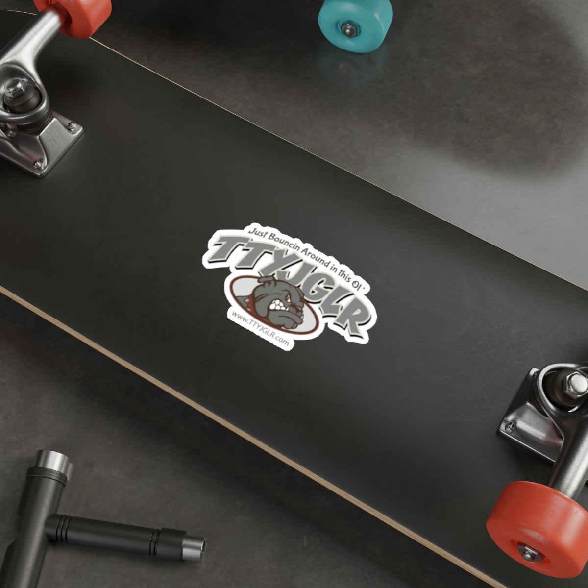 Die-Cut Sticker — TTYJGLR Bulldog Gritty Grey (“Just Bouncin Around in this Ol’ TTYJGLR”)