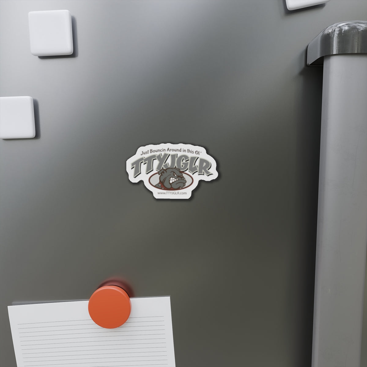 Gritty Gray TTYJGLR Die-Cut Magnet -  "Just Bouncin Around in this Ol' TTYJGLR"