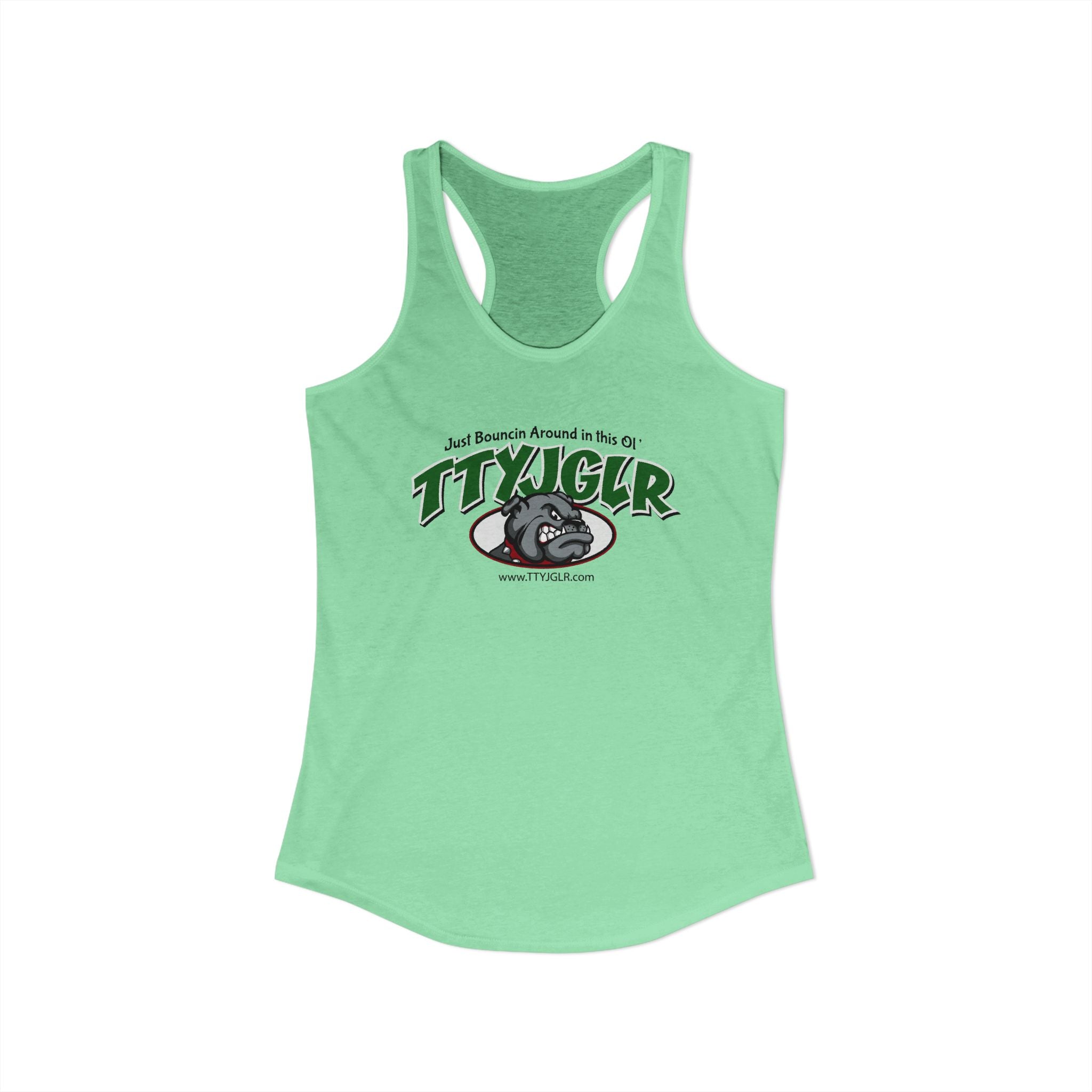 Women's Ideal Racerback Tank, Bulldog - Green (runs a little small)