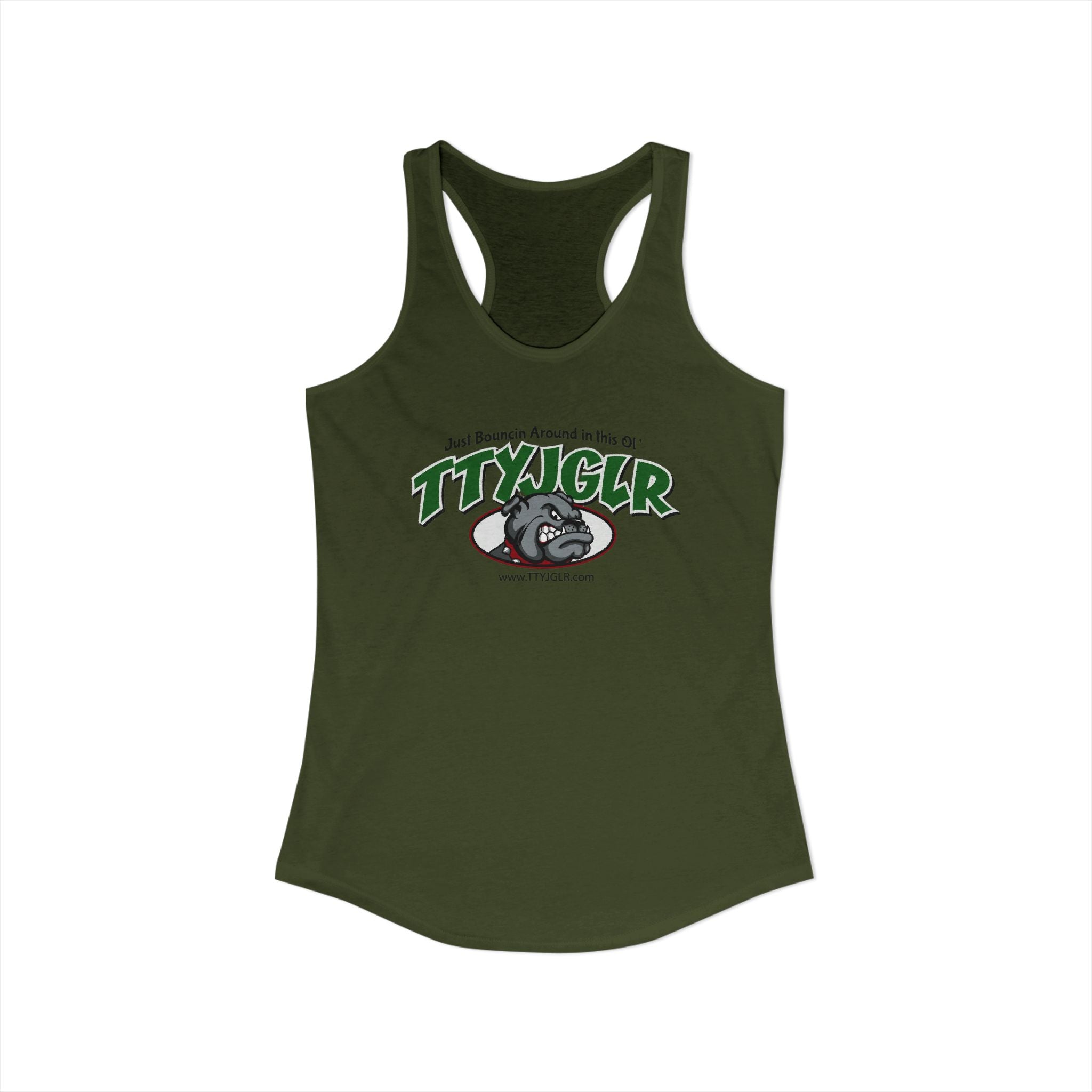 Women's Ideal Racerback Tank, Bulldog - Green (runs a little small)