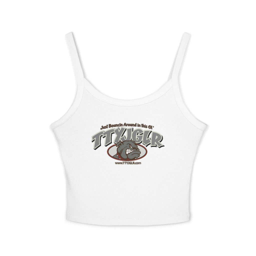 TTYJGLR Gritty Gray Bulldog Logo Crop Tank Top — Women's Spaghetti Strap Graphic Tank
