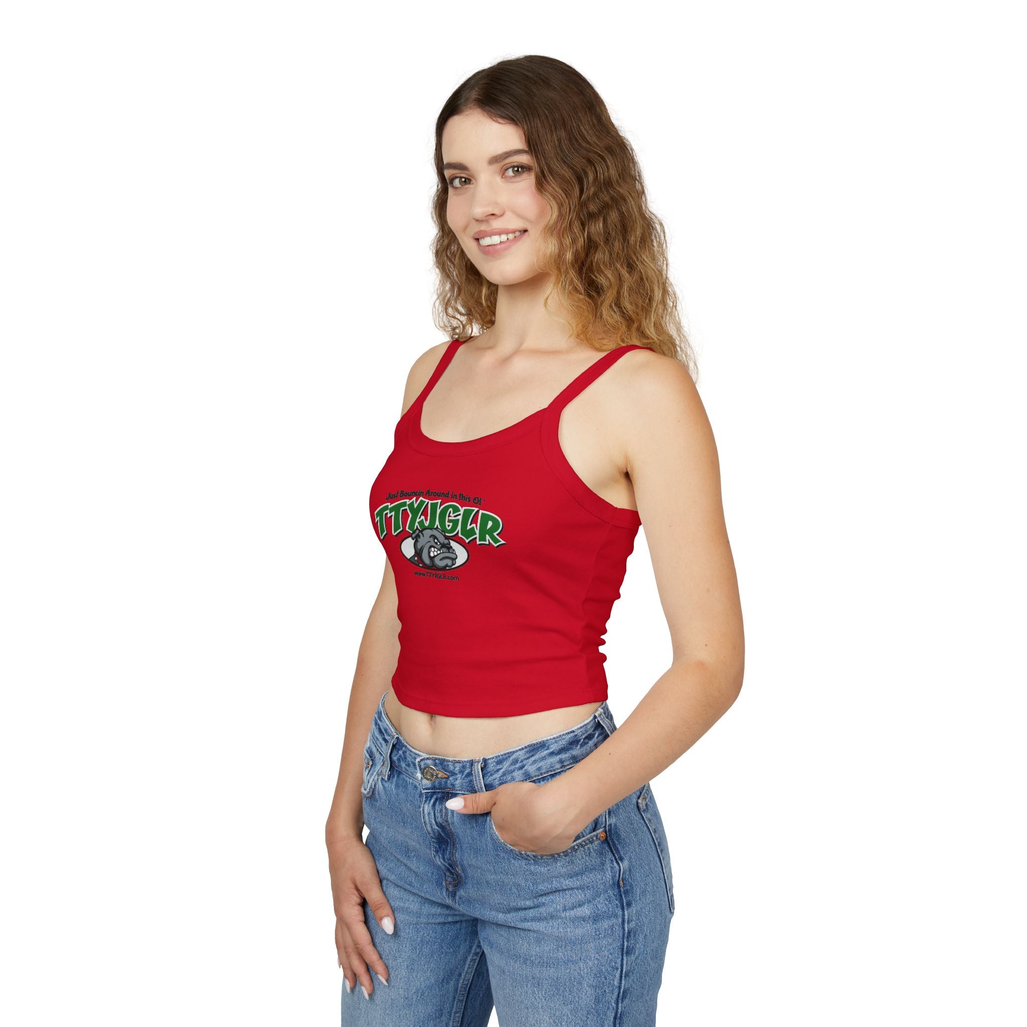 TTYJGLR Mean Green Bulldog Logo Crop Tank Top - Women's Spaghetti Strap Graphic Tank