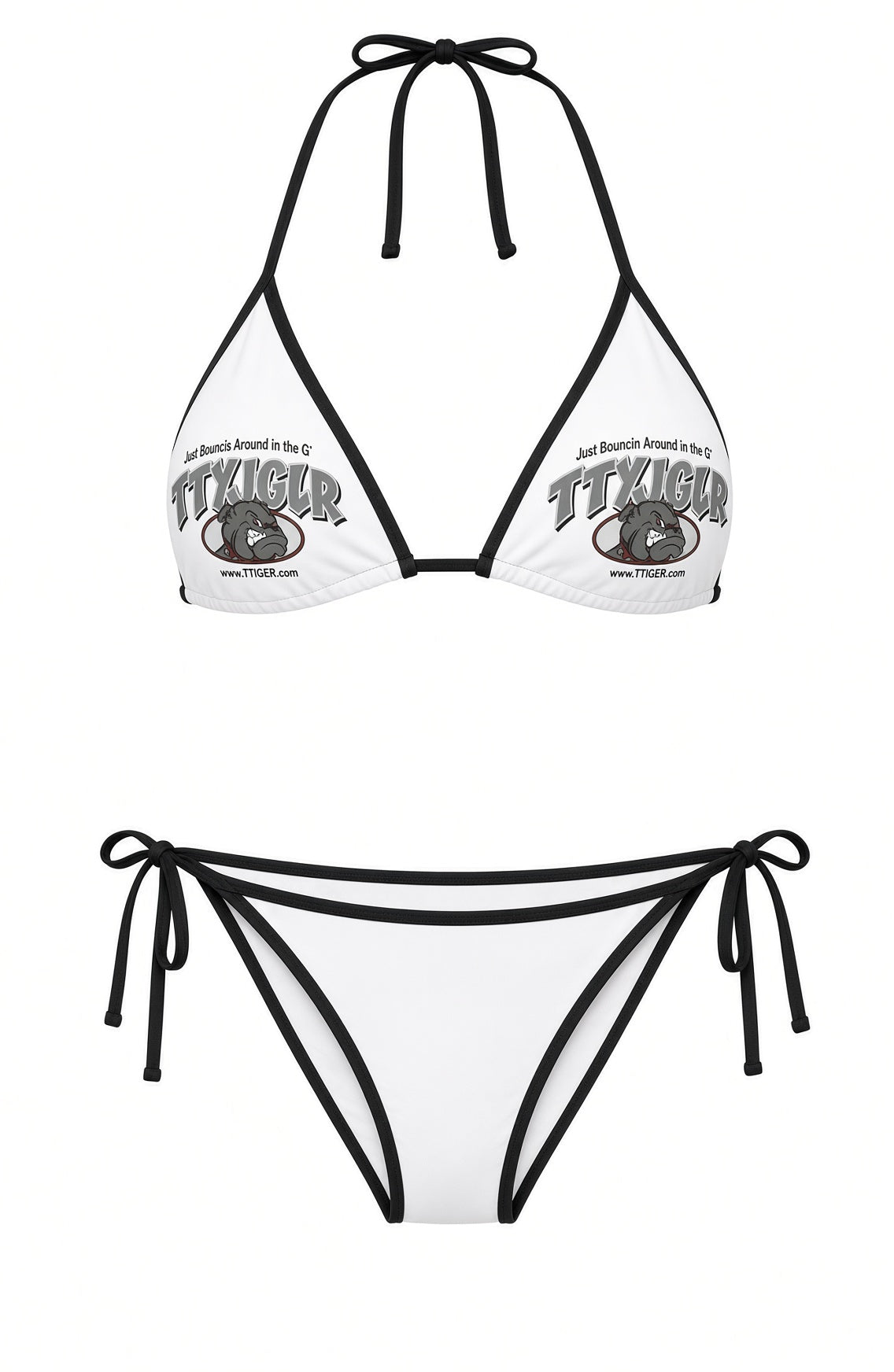 Gritty Grey Bulldog TTYJGLR Bikini — Women's Tie-Side Triangle String Swimsuit